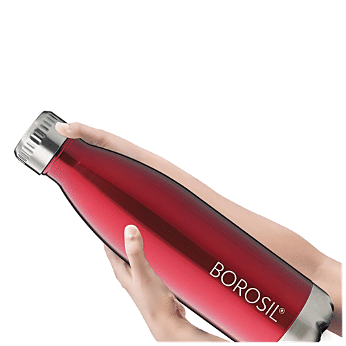 Borosil Flask - Stainless Steel, Vacuum Insulated, Red, Hydra Bolt, 1 L (1 pc) 
