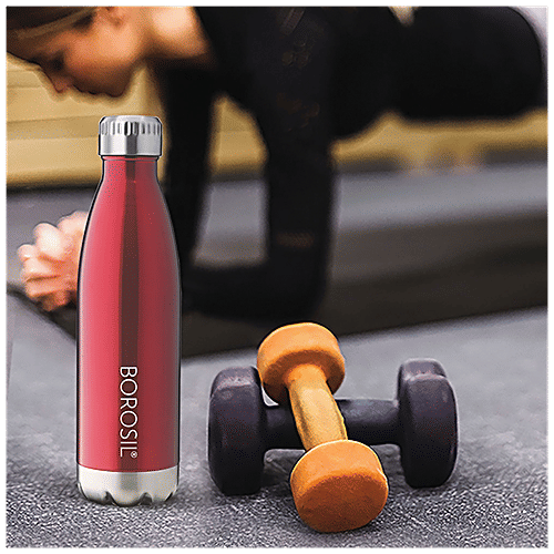 Borosil Flask - Stainless Steel, Vacuum Insulated, Red, Hydra Bolt, 1 L (1 pc) 