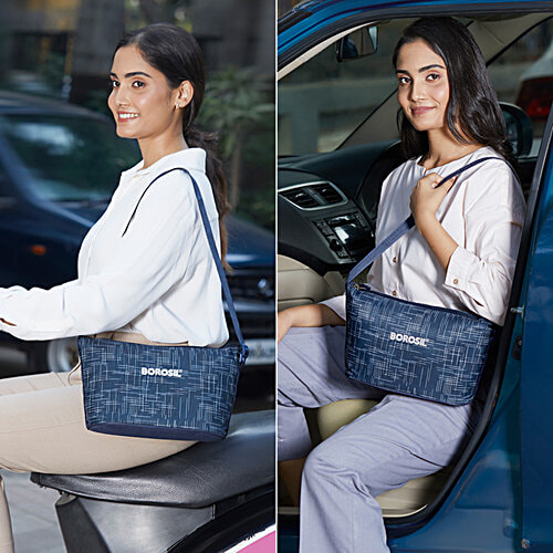 Borosil Indigo Daisy Glass Lunch/Tiffin Box - Round & Square, Microwave Safe, Transparent, 4 pcs  