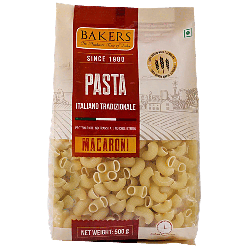 BAKERS Pasta Macaroni - Protein Rich, No Trans Fat & No Cholesterol, 500 g (Buy 1 Get 1 Free) 
