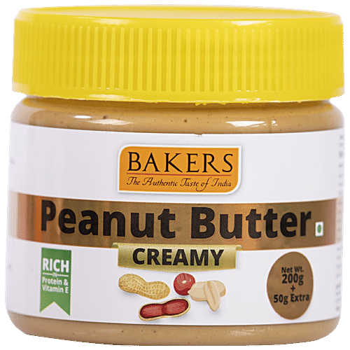 BAKERS Peanut Butter Creamy - Rich In Protein & Vitamin E, 200 g (Get 50 g Extra) 
