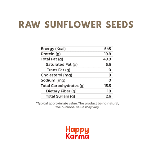 Happy Karma Raw Sunflower Seeds - Nutrient Rich, Vitamin E & Selenium, 350 g  