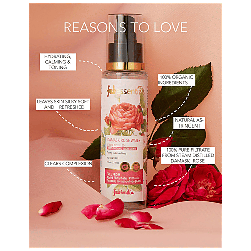 Buy Fabessentials Damask Rose Water Steam Distilled, Toning