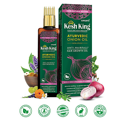 Kesh King Ayurvedic Onion Oil - Anti-hairfall, Controls Dry Scalp, Strengthens & Nourishes Hair, 200 ml
