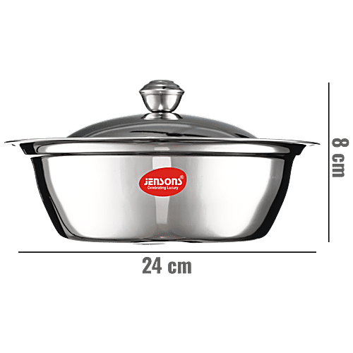 Buy Jensons Stainless Steel Serving Bowl With Steel Lid, 24 cm Online