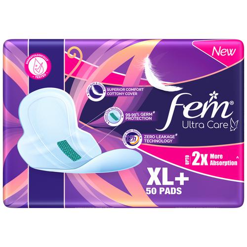 Buy Fem Ultra Care Sanitary Pads - XL+, With Wings, Cottony Cover, 2X More  Absorption Online at Best Price of Rs 401.25 - bigbasket