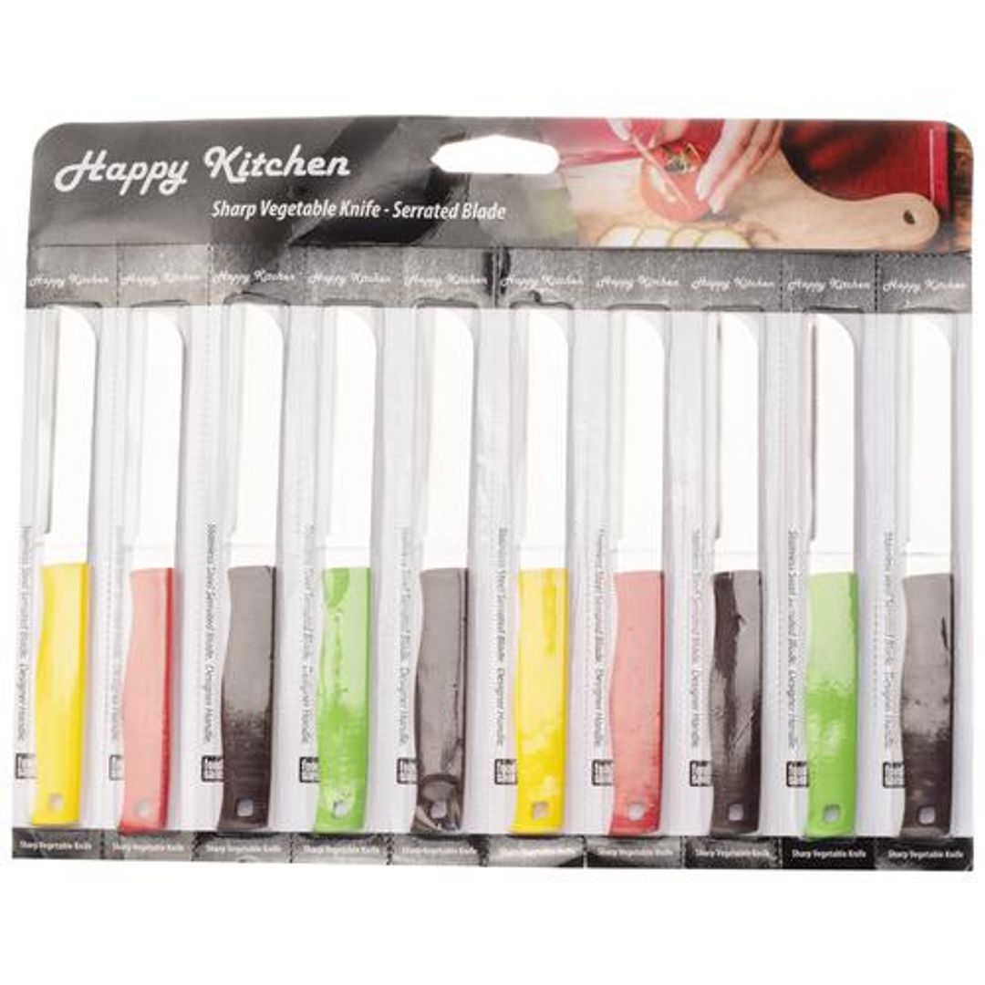 Happy Kitchen Sharp Vegetable Knife - Assorted Colour, For Vegetable Cutting & Chopping, 1 pc 