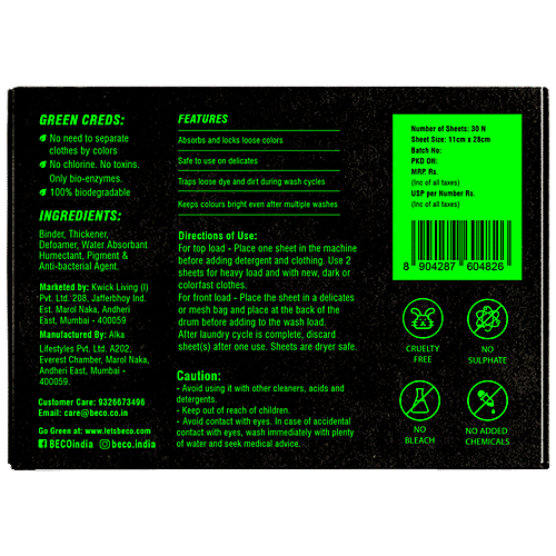 Beco Plant-Based Colour Catcher Sheets, 30 pcs  Non-Toxic, Maintains Clothes Original Colours