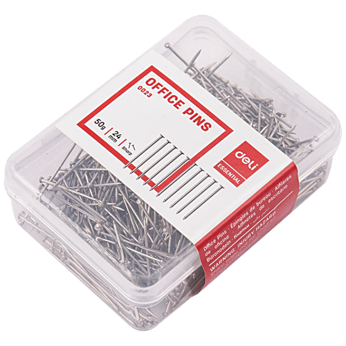 Deli 0023 Essential Series Sharp Steel Office Pins - 24 mm, 50 g  