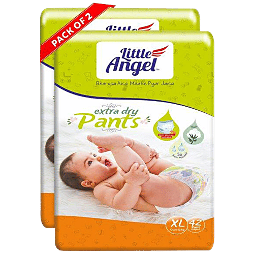 Little Angel Extra Dry Pants Baby Diapers - With Wetness Indicator, XL, Up To 12 kg, 42 pcs (Pack of 2) 