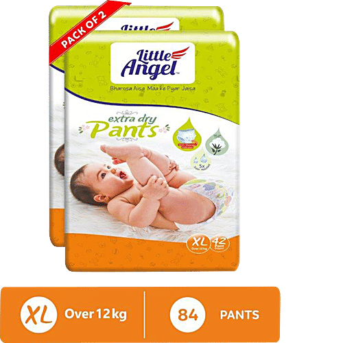 Little Angel Extra Dry Pants Baby Diapers - With Wetness Indicator, XL, Up To 12 kg, 42 pcs (Pack of 2) 