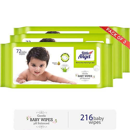 Buy Little Angel Gentle Baby Wipes Aloevera & Vitamin E, pH Balanced