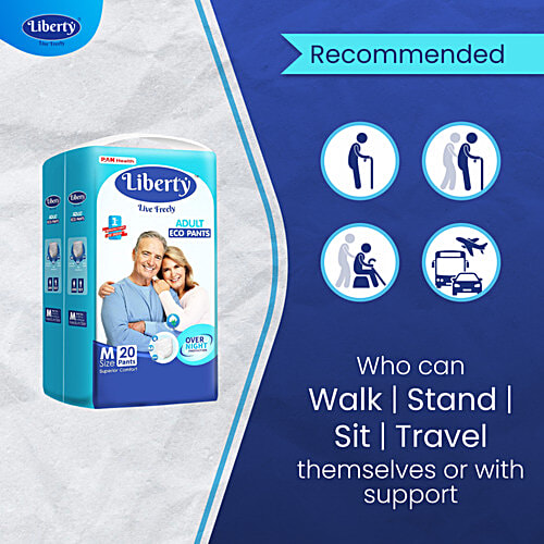 Liberty Diapers Eco Adult Diaper Pants, Extra Large (XL) Waist Size (96-165cm | 38-65 inches), 20 pcs  Unisex, High Absorbency, Leak Proof, Overnight Protection