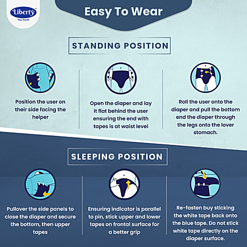 Liberty Diapers Popular Adult Diapers, Large (L) Waist Size (101-152cm | 40-60 inches), 10 pcs  Tape Style, Unisex, High Absorbency, Leak Proof, Wetness Indicator