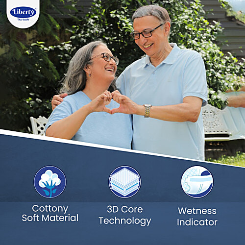 Liberty Diapers Popular Adult Diapers, Large (L) Waist Size (101-152cm | 40-60 inches), 10 pcs  Tape Style, Unisex, High Absorbency, Leak Proof, Wetness Indicator