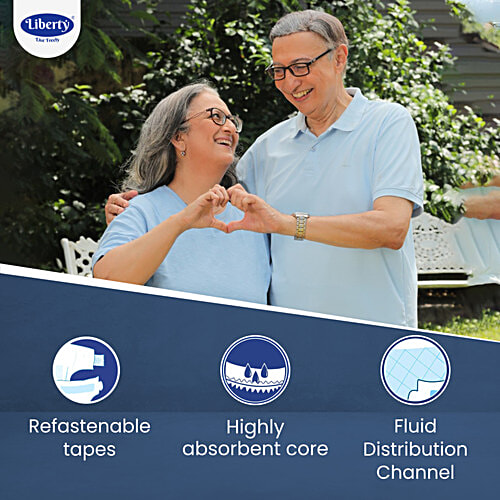 Liberty Diapers Popular Adult Diapers, Large (L) Waist Size (101-152cm | 40-60 inches), 10 pcs  Tape Style, Unisex, High Absorbency, Leak Proof, Wetness Indicator