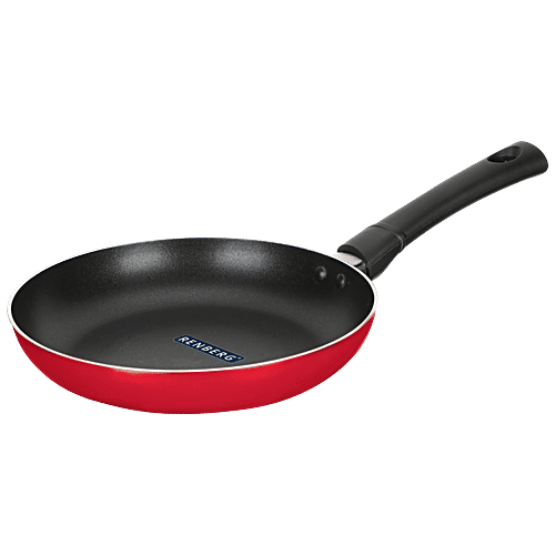 Renberg Orchid Non-Stick Cookware Set - Kadhai With Lid, Fry Pan & Tawa, Food Safe, Red, 4 pcs  