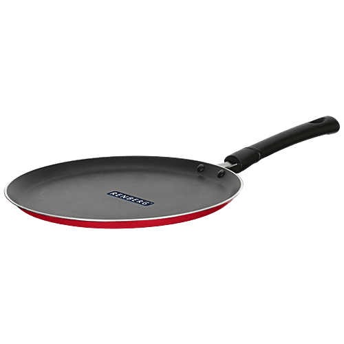 Renberg Orchid Non-Stick Cookware Set - Kadhai With Lid, Fry Pan & Tawa, Food Safe, Red, 4 pcs  