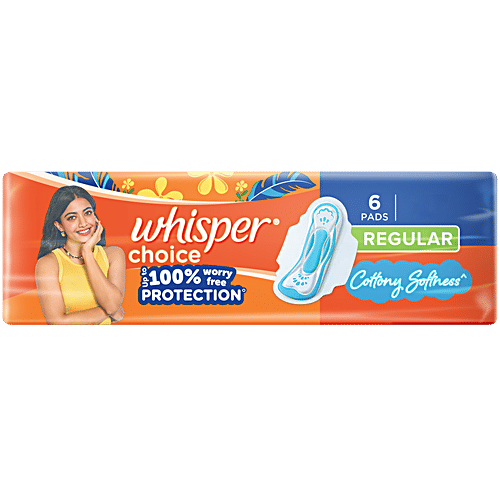 Whisper Choice Sanitary Napkins - Regular, 6 pcs  