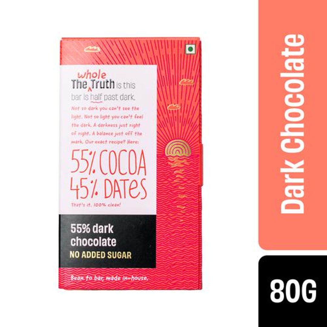 The Whole Truth 55% Dark Chocolate - No Added Sugar, 80 g 