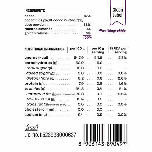 The Whole Truth Almond Raisin Dark Chocolate - No Added Sugar, 80 g  