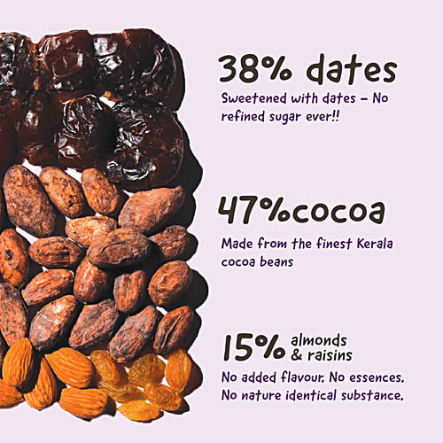 The Whole Truth Almond Raisin Dark Chocolate - No Added Sugar, 80 g  
