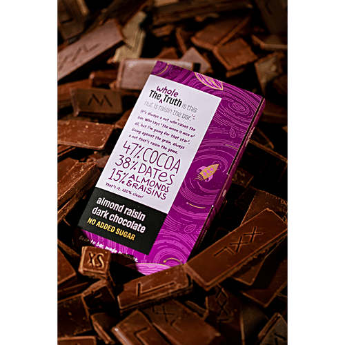 The Whole Truth Almond Raisin Dark Chocolate - No Added Sugar, 80 g  