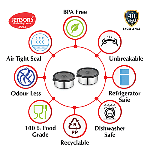 Jensons Aqua Lunch Box With Bag - Leakproof, Airtight, Khadi Navy Blue & Brown, 3 pcs  