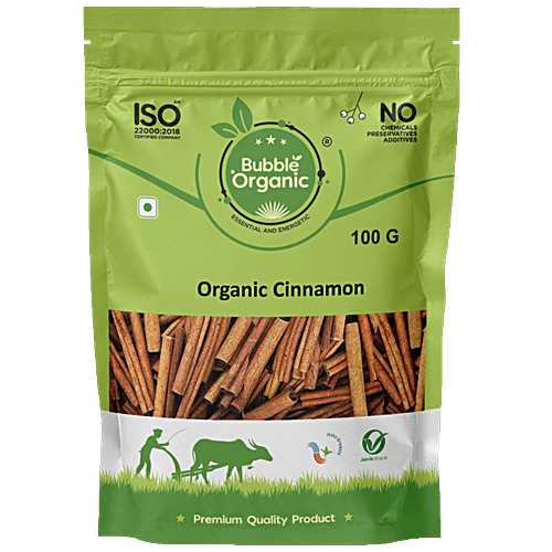 Bubble Organic Cinnamon Bark - Adds Flavour & Aroma, Premium, 100 g  