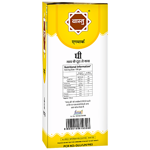Vastu Cow Ghee - No Chemicals & Preservatives, 500 ml Tetra Pak