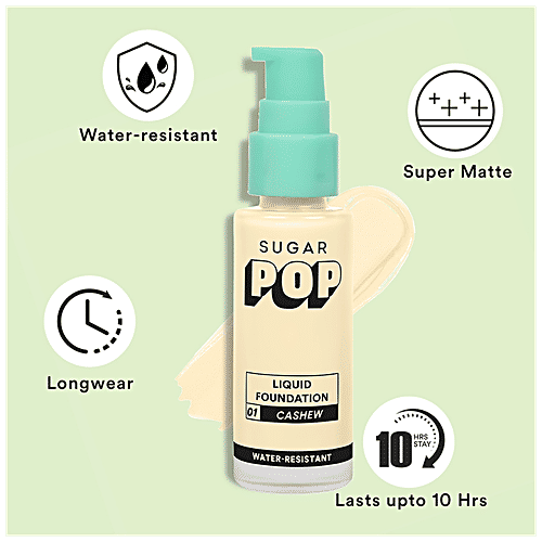 Sugar Pop Liquid Foundation - Water-Resistant, Long-Lasting, Super Matte, 30 ml 01 Cashew 
