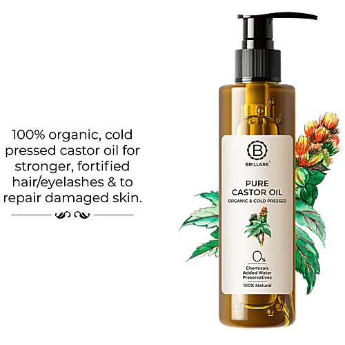 Brillare Pure Castor Oil - 100% Natural, Organic & Cold Pressed, 200 ml