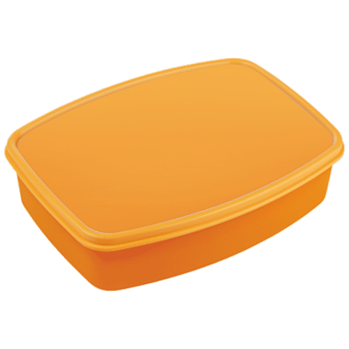 Nayasa Witty Double Decker Plastic Lunch Box For Kids - School, Office, Tiffin Box, Dabba, Orange, 1 pc  