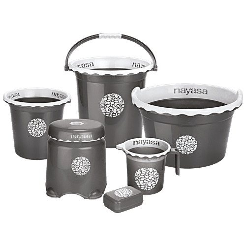 Buy Nayasa Crest Bathroom Set Bucket 18 Ltr, Mug 1.5 Ltr , Stool