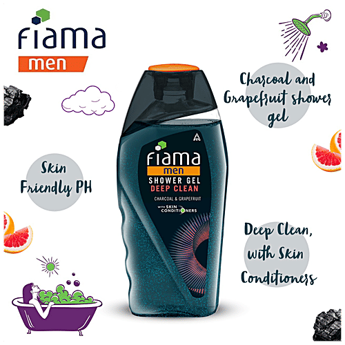 Buy Fiama Men Shower Gel Deep Clean, Charcoal & Grapefruit, For