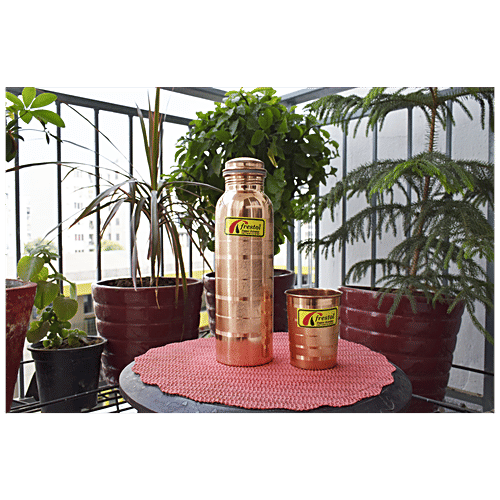 Frestol Pure Copper Bottle & Glass Combo, 2 pcs (Bottle, 950 ml + Glass, 100 ml) 
