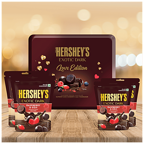 Hershey's Exotic Dark - Love Edition, Raspberry & Goji, Valentine Day Chocolate Gift Pack, 266.6 g  