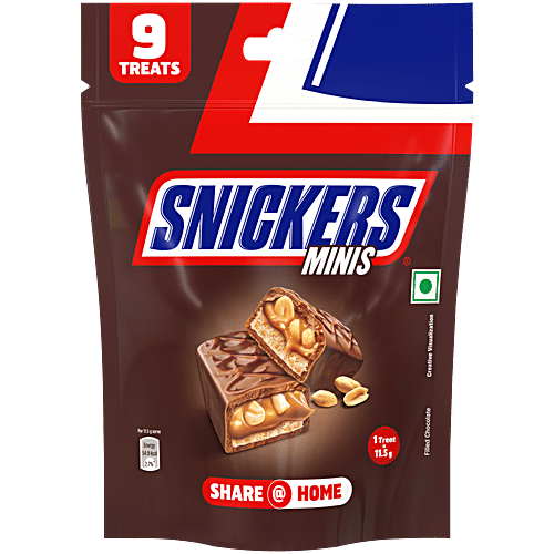 Snickers Minis Chocolate Pack, 103.5 g (9x11.5 g) Loaded With Nougat & Caramel