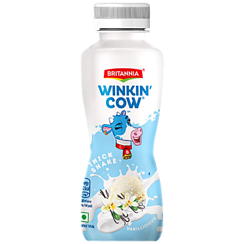 Britannia Winkin Cow Vanillicious Thick Milkshake, 180 ml PET Bottle 