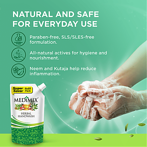 Medimix Ayurvedic Herbal Handwash Refill, 700 ml Pouch 18 Exotic Herbs for Germ Protection & Soft, Moisturized Hands