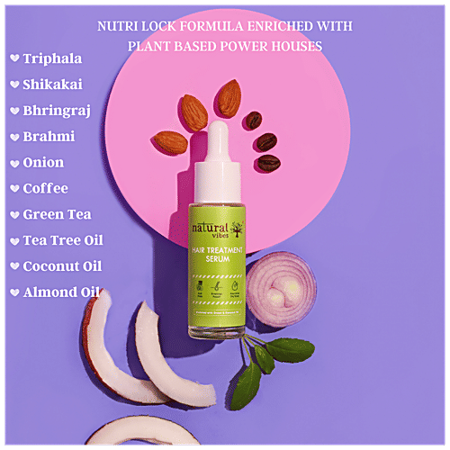Natural Vibes Hair Treatment Serum - Reduces Hair Fall, Controls Frizz, Nourishes Dry Scalp, 30 ml