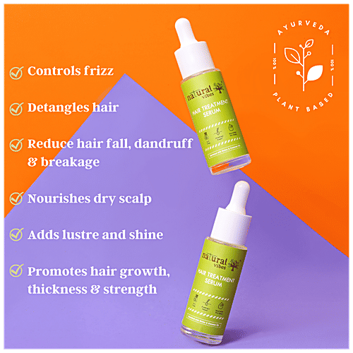Natural Vibes Hair Treatment Serum - Reduces Hair Fall, Controls Frizz, Nourishes Dry Scalp, 30 ml