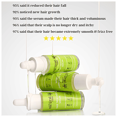 Natural Vibes Hair Treatment Serum - Reduces Hair Fall, Controls Frizz, Nourishes Dry Scalp, 30 ml