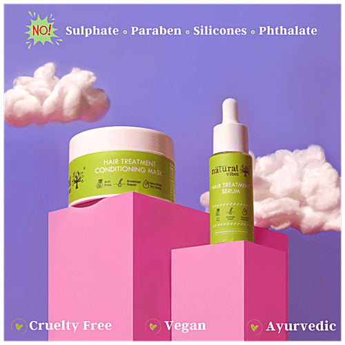 Natural Vibes Hair Treatment Serum - Reduces Hair Fall, Controls Frizz, Nourishes Dry Scalp, 30 ml