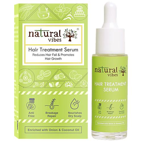 Natural Vibes Hair Treatment Serum - Reduces Hair Fall, Controls Frizz, Nourishes Dry Scalp, 30 ml