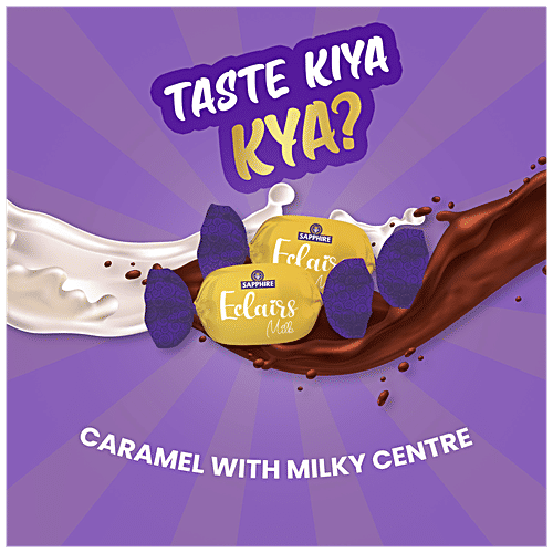 Sapphire  Eclairs - Milk, Premium, Creamy, 800 g  Creamy Caramel Filling
 Encrusted in Sugar and Vanilla