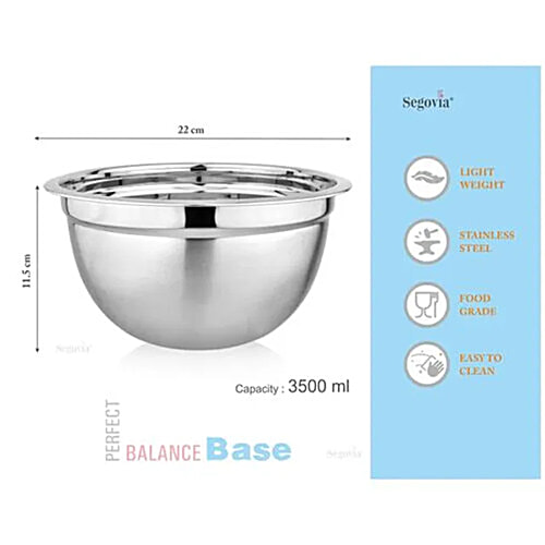 Segovia Mixing Bowl - Stainless Steel, Durable, For Making Cake Dough, Salad, 3.5 L  