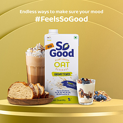 So Good Plant-Based Oat Beverage - Unsweetened, 1 L  