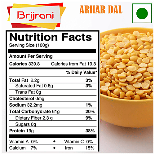 Brijrani Arhar Dal - Pure, Premium Quality, Rich In Protein, 1 kg Pouch 