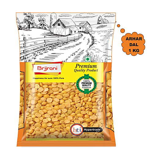 Brijrani Arhar Dal - Pure, Premium Quality, Rich In Protein, 1 kg Pouch 